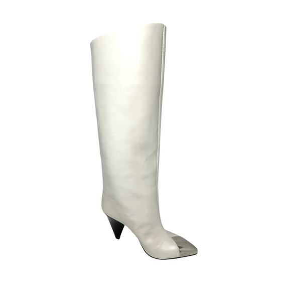 Isabel Marant Lilezio Knee High leather ivory heeled western  Boot size 38 - Picture 10 of 11